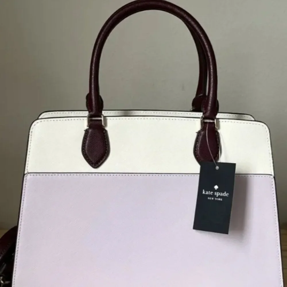 Kate Spade NWT Madison Colorblock Saffiano Leather Medium Satchel Lilac